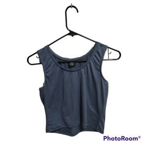 90s Vintage Dainty Cropped Blue Tank Top